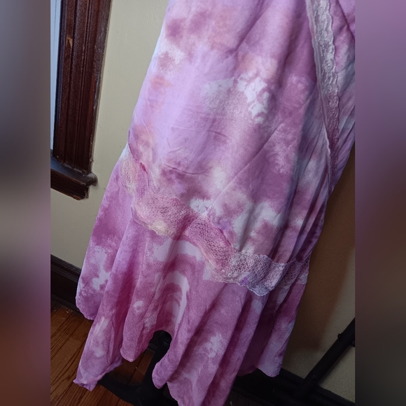 wild fable Pink Tie-Dye Asymmetrical Lace Slip Dress, Size L - Picture 4 of 5